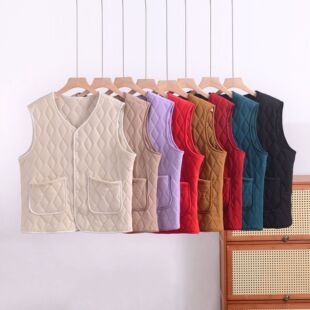 plus size chubby girl Velvet Cotton Vest Women's Thickened Warm Inner Wearing Vest Liner fleece-lined Waistcoat 2024 New Autumn and Winter