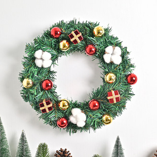 New Christmas Pine Branch Cotton Rattan Ring Christmas Ball Hanging Garnish Christmas Decorations European Window Scene Layout