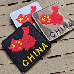 CHINA Five-Star Red Flag Embroidered Velcro Patch for Personal Outdoor Backpack, Fabric Decal Badge