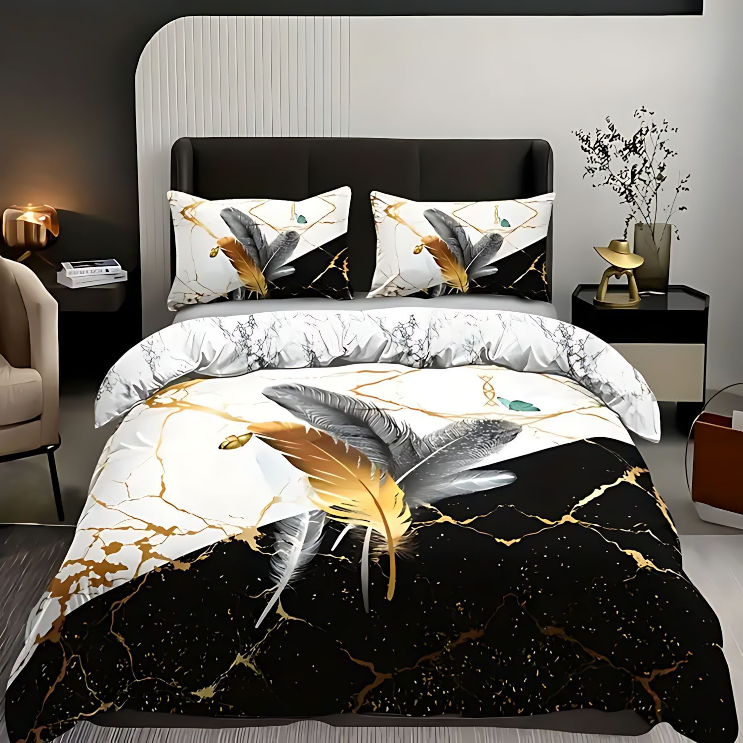 TEMU / JIT transfronterizo mármol clásico textura 3D impresión digital quilt kit fuente fabricante