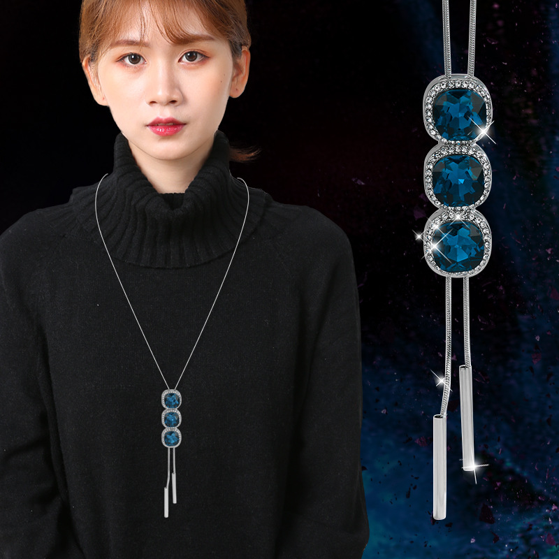 Otoño e invierno ligero estilo de lujo suéter Cadena de alto grado de las mujeres todo partido largo borla collar perla colgante accesorios al por mayor
