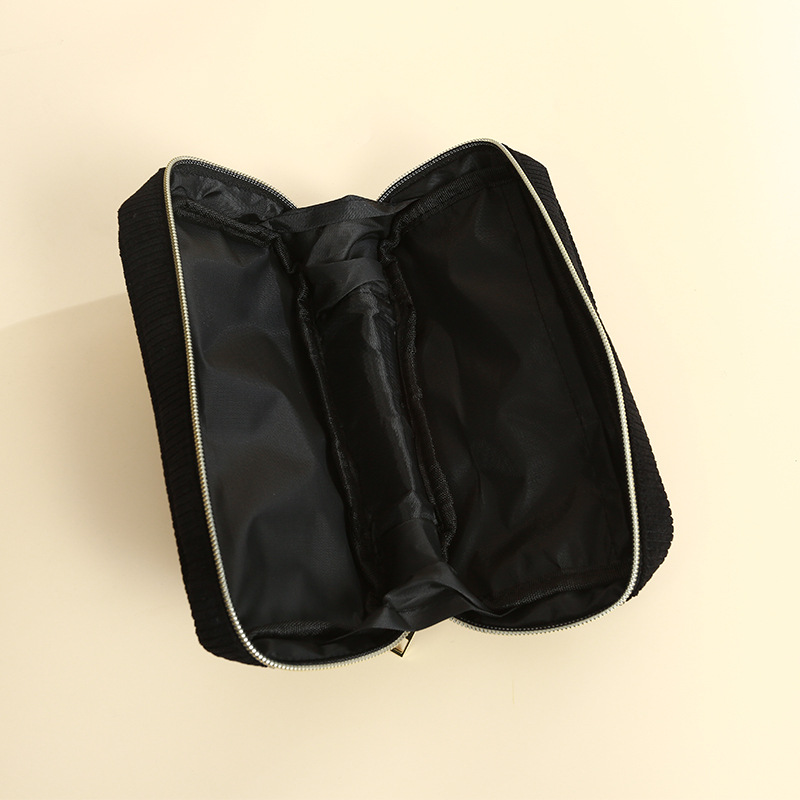 Ladies' makeup bag, large capacity portable travel storage bag, toiletries bag, high-end minimalist corduroy storage bag_voghion.com