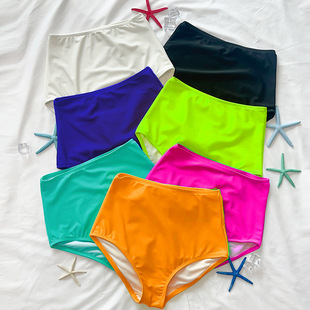Source factory wholesale ladies high waist swimming trunks triangle quick-drying sports meat covering fashion solid color hot spring swimsuit wholesale