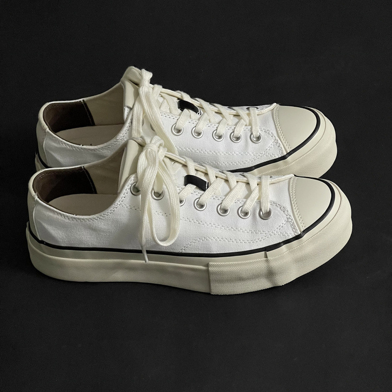 Putian Shoes Japanese Retro Thick-Soled Low-Top Vulcanized Canvas Shoes White Physical Store Casual Sneakers Men's Work Shoes