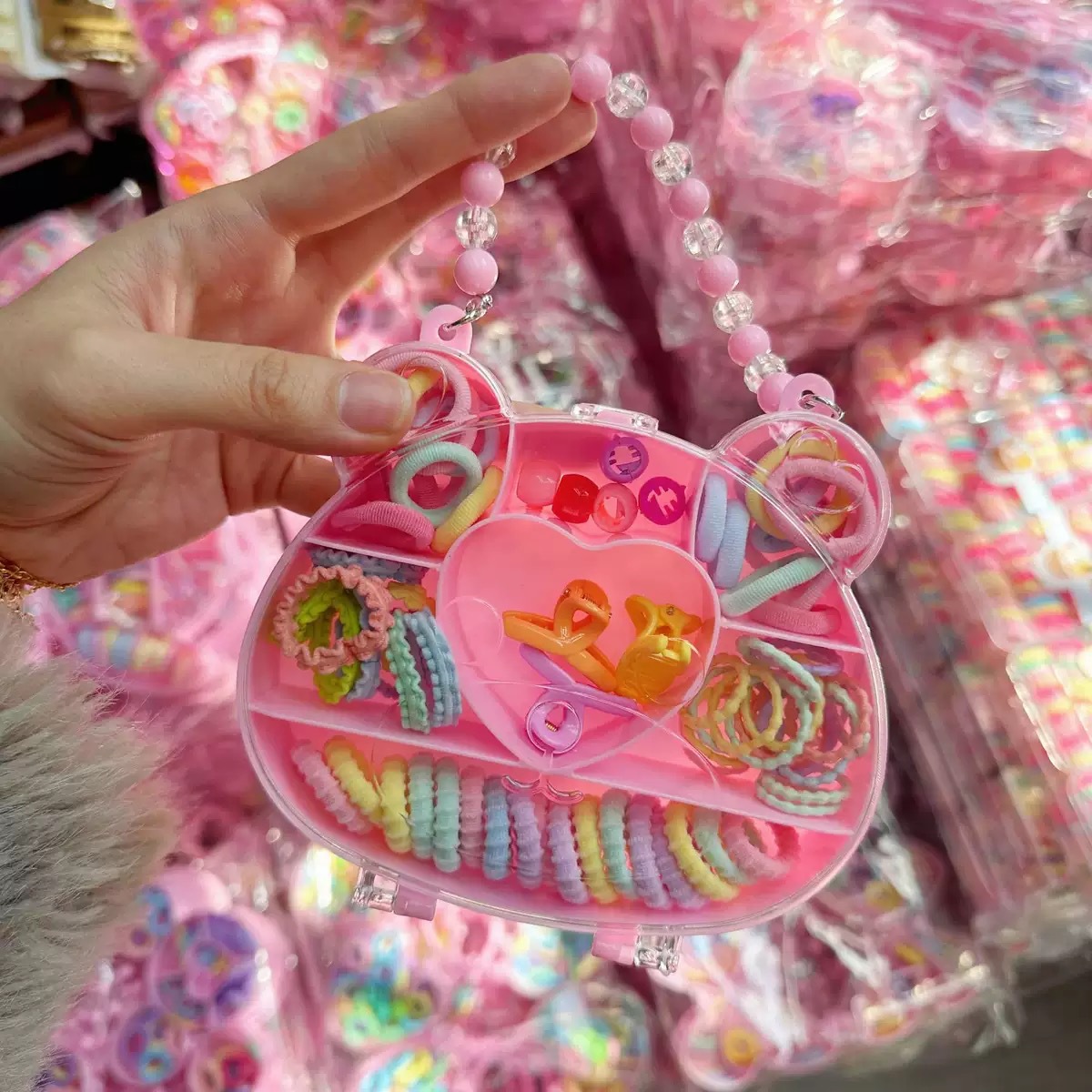 Mini cabeza de princesa en caja, clip de agarre pequeño, clip de flequillo, horquilla rota en la frente, banda elástica para niños, no daña el cabello, anillo del pulgar al por mayor image 75