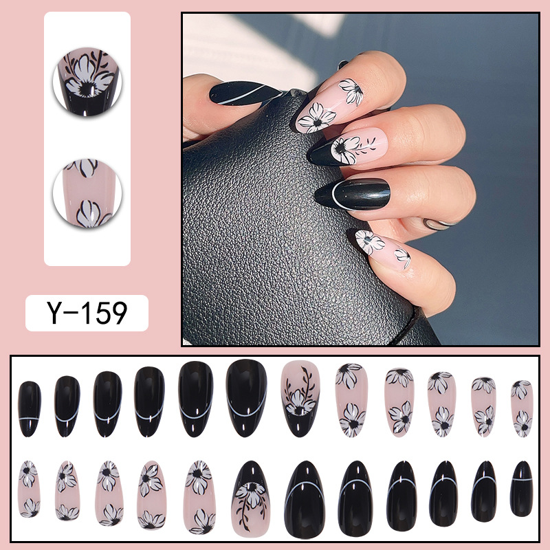 35g Weight Elegant Retro Classic Style Color Block Plastic Nail Patches 1 Set