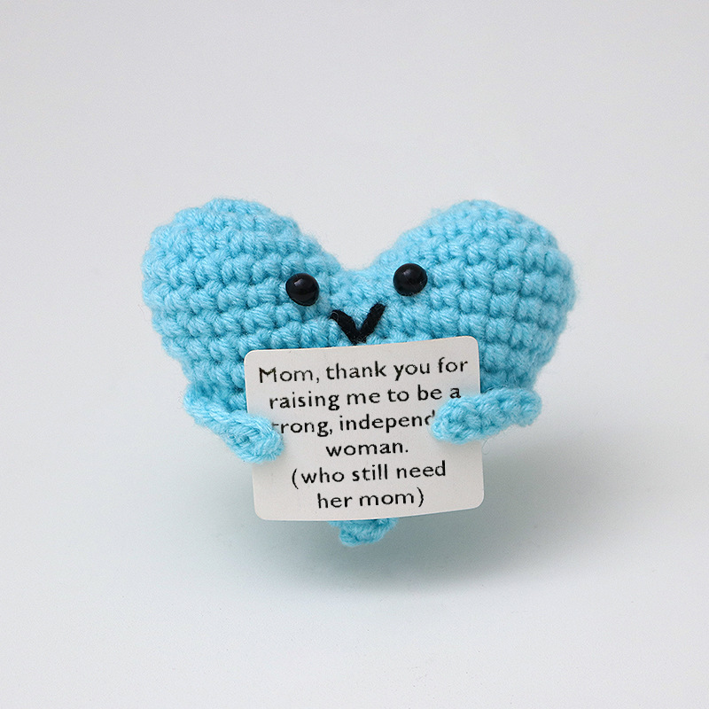 손으로 사랑 하트 파란색 본체 흰색 카드