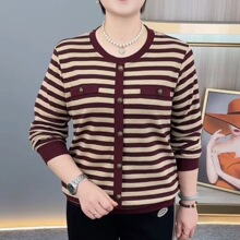 德绒女士长袖2025年秋冬新款妈妈中年宽松小衫中年人女士t恤长袖