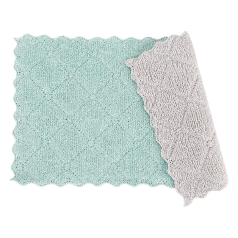 Hogar de dos colores de trapo multifuncional de limpieza de cocina de trapo perezoso coral de lana aceite antiadherente No pelusa de plato de tela