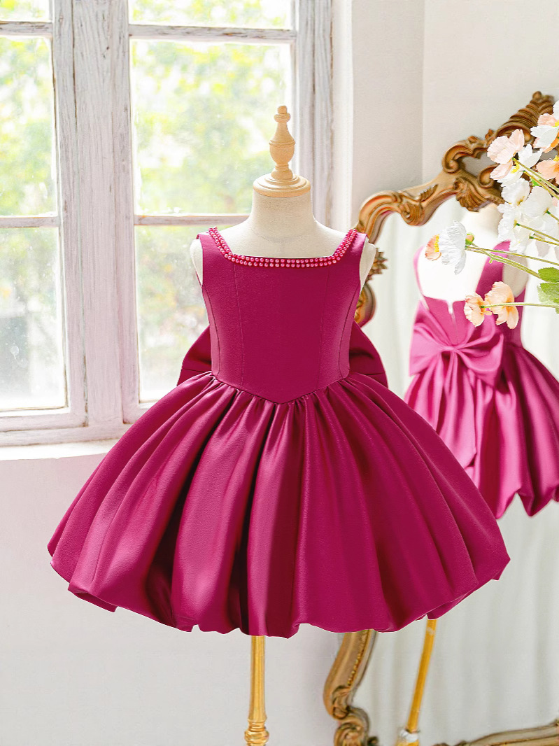 Faldas para niñas europeas y americanas, vestidos para niños, vestidos de princesa, vestidos de satén con lazo, vestidos de pasarela para niñas, vestidos de piano