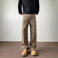 アメリカンスタイルの新しいブラウンカジュアルパンツメンズルーズストレートジーンズスリムフィット多用途作業服ロギングパンツクロスボーダー