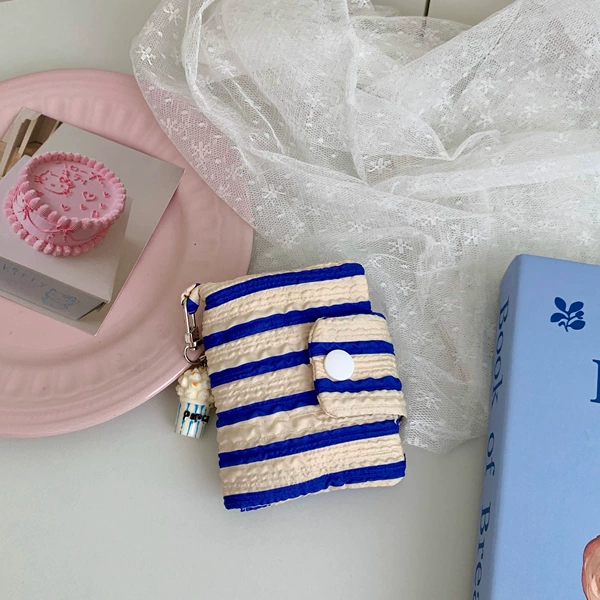 Blue and yellow stripe small card bag