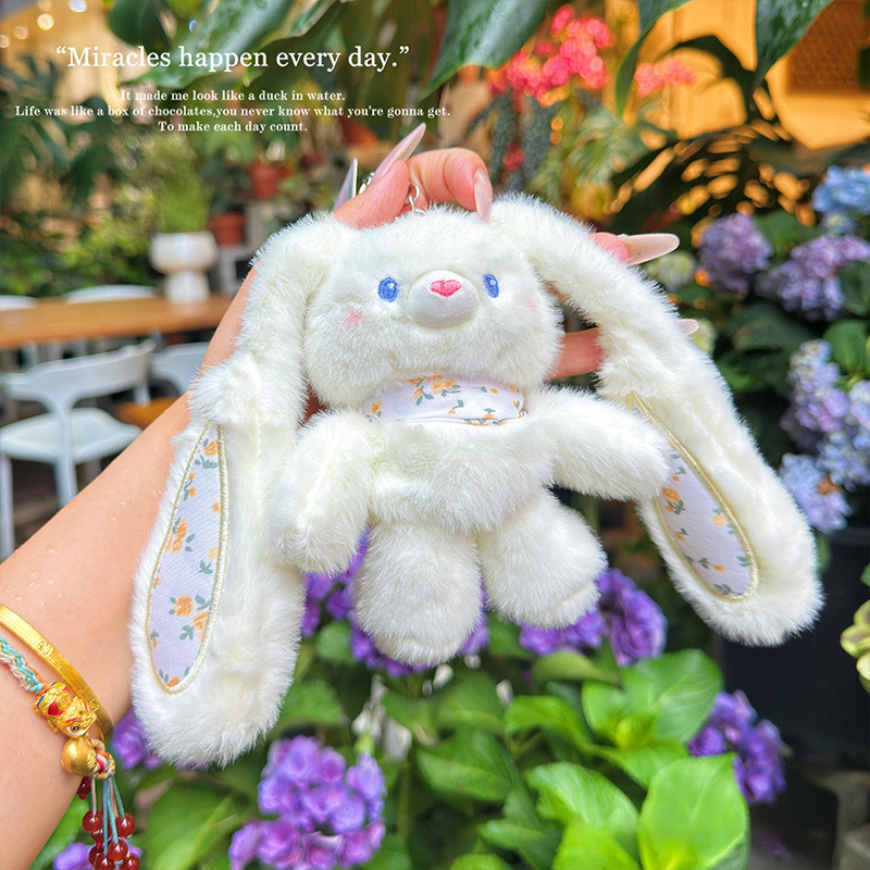 オリジナル本物の花耳ウサギぬいぐるみペンダントかわいい楽しいバッグペンダント小さなギフトバッグぶら下げ|undefined