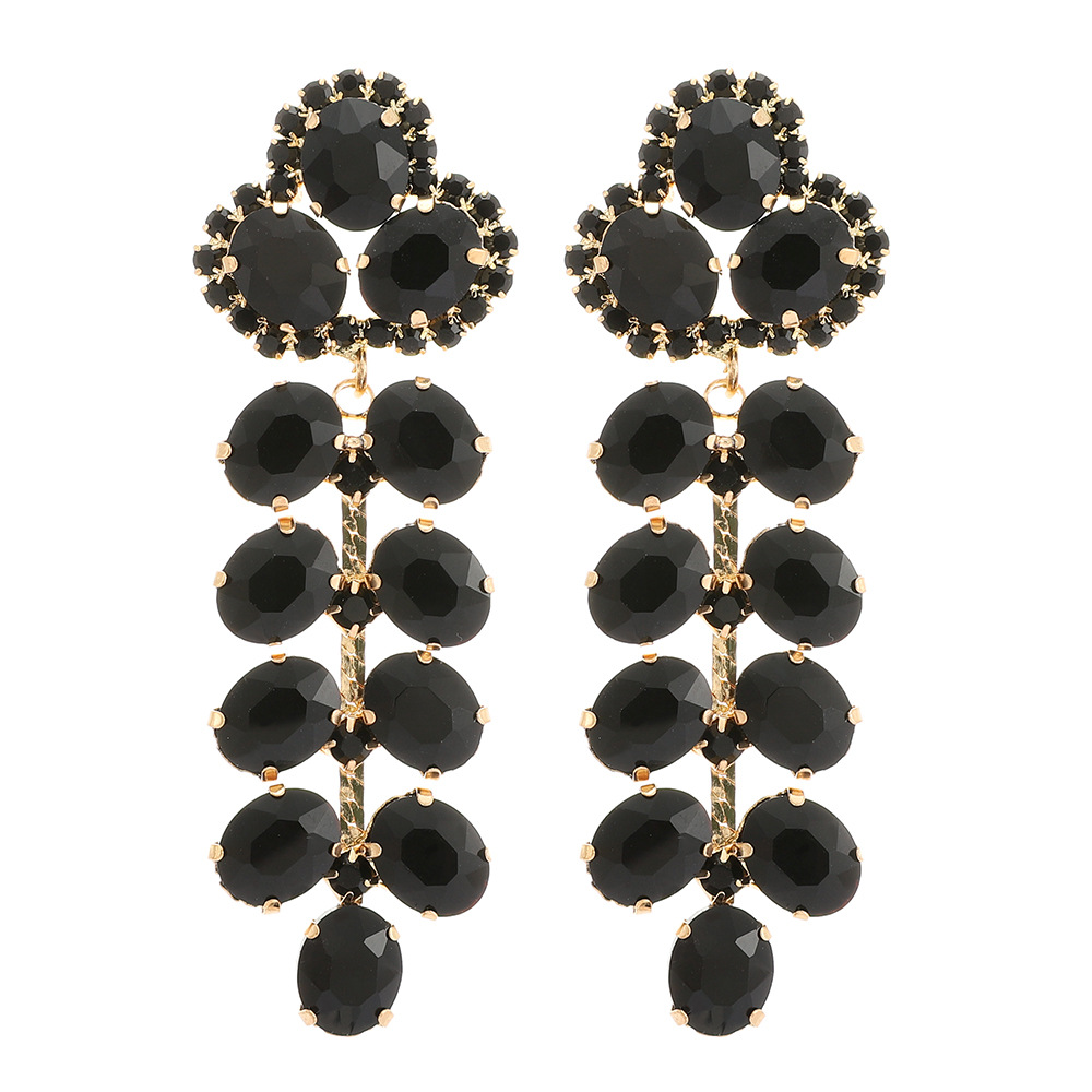 Golden Plated Plating Material Artificial Gemstones Inlay Material 1 Pair Retro Lady Simple Style Geometric Rhinestone Plating Artificial Gemstones Women's Earrings