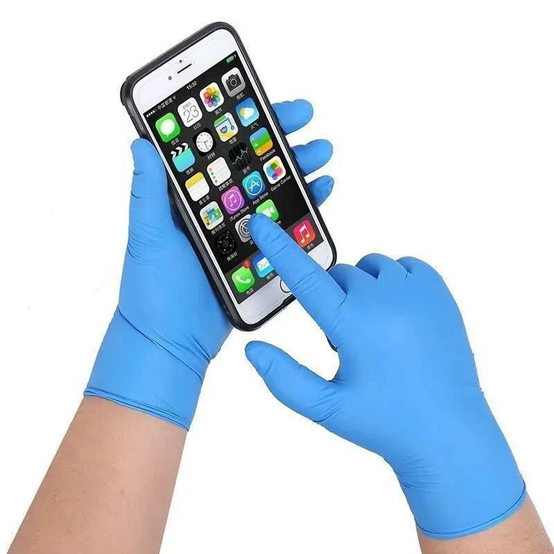 Disposable blue gloves, protective milk, increased thickness