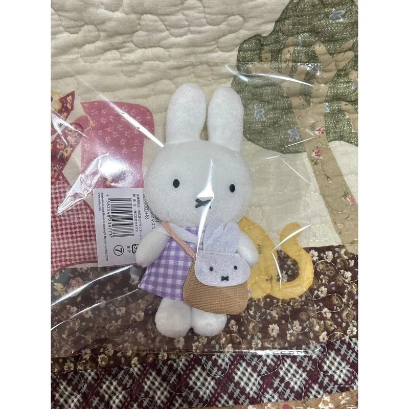 日系可爱miffy米菲毛绒紫色格子裙展会限定拼玩偶周边可爱挂件兔|undefined