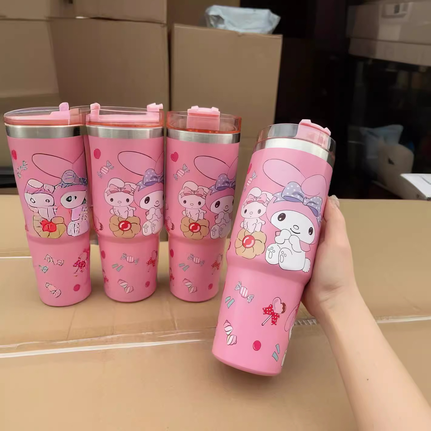 Nuevo patrón de dibujos animados taza de helado 30oz taza de coche taza de café con aislamiento al vacío de acero inoxidable 304