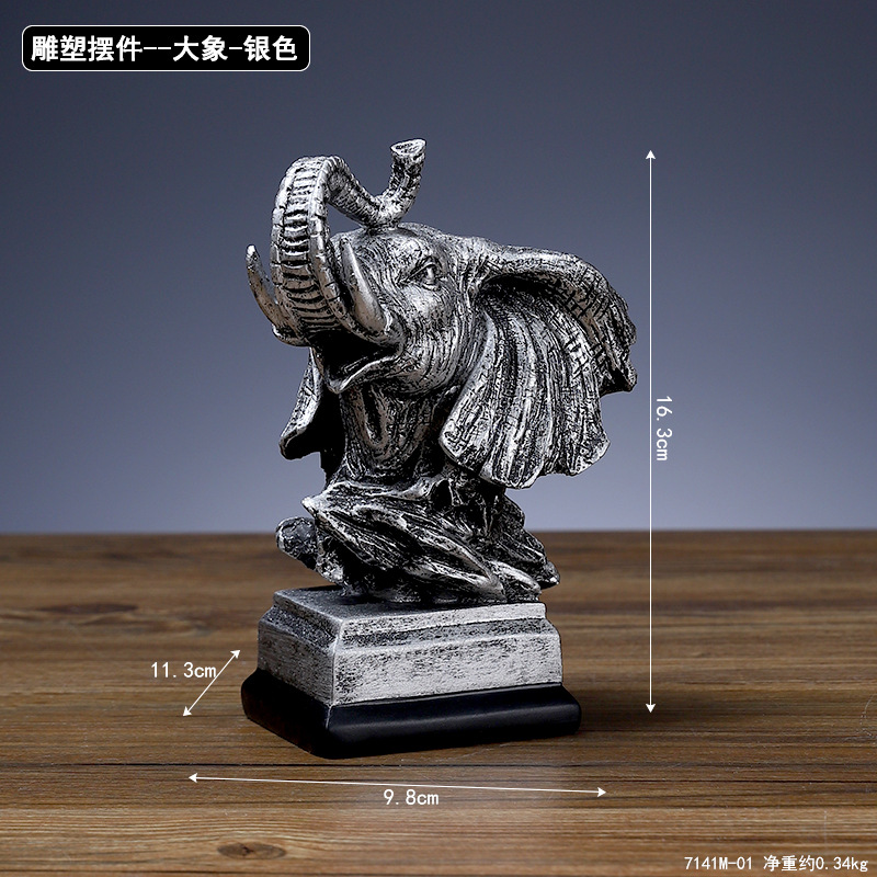 Animal Head Resin Ornaments Nordic Lion Eagle Crafts Office Decoration Living Room Entrance Sculpture Decoration