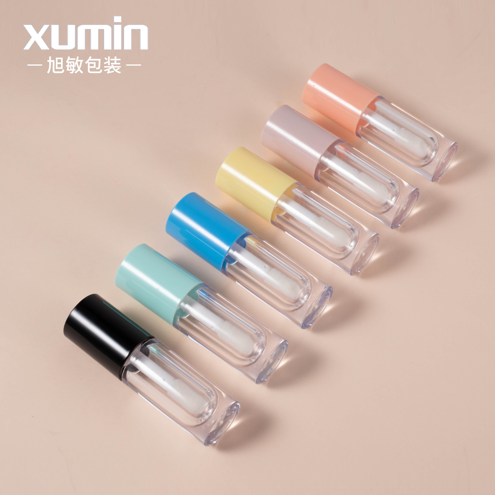 Xumin en stock embalaje de maquillaje 6,5 ml botella transparente lápiz labial labio esmalte tubo blanco cubierta tubo corrector líquido tubo de sombra de ojos