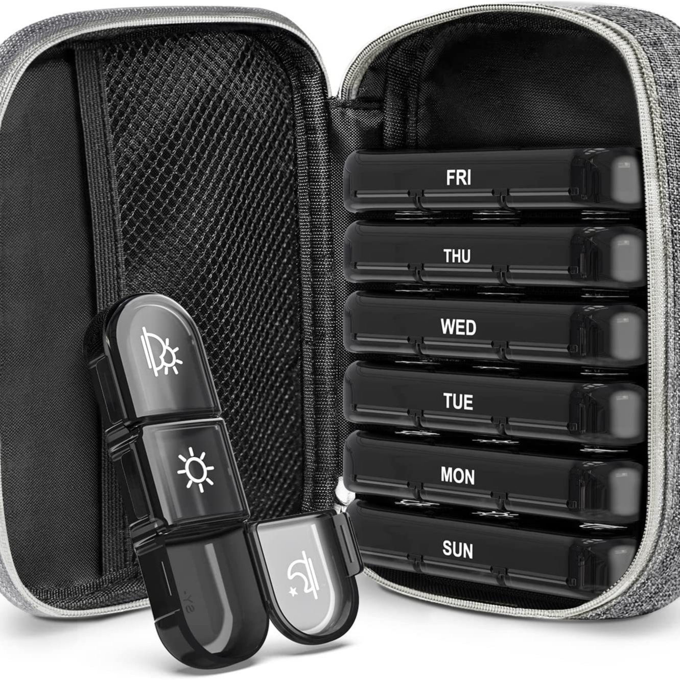 Práctica caja de plástico para medicamentos para el hogar, sellada y a prueba de humedad, de calidad alimentaria, caja semanal para medicamentos con 7 días y 21 compartimentos, caja de almacenamiento dividida.