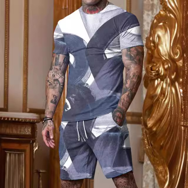 Conjunto de camisetas para hombre y mujer, moda deportiva con estampado Digital 3D, informal, más fácil para combinar, conjunto de dos piezas a la moda, 2024