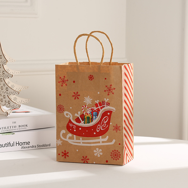 Kraft Paper Material Christmas Festival Christmas Cute Christmas Hat Christmas Tree Elk Kraft Paper Daily Gift Bags