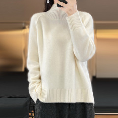 ハイカラー秋と冬の新しいラグランフラットニットボトムセーター 2025 多用途ルーズレイジースタイルトップ女性のための