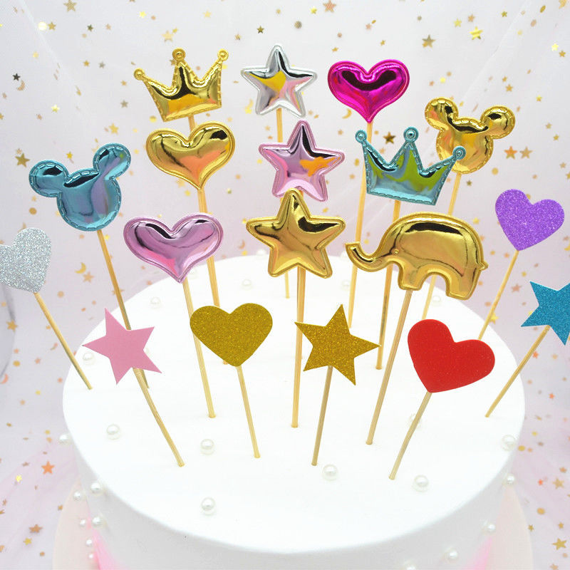 birthday Cake plug-in unit decorate love baking Dessert Mirror Pentagon star