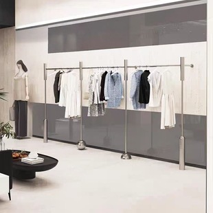 Stainless Steel Clothing Store Wall Display Rack for Men's and Women's Clothing and Children's Clothing Special Floor-Standing Shelf Clothes Hanger Display Props