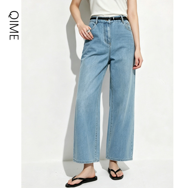 French-Style High-End Slimming Straight-Leg Jeans for Women, Casual Wide-Leg Loose Pants, Versatile Autumn New Style French-Style High-End Slimming Straight-Leg Jeans for Women, Casual Wide-Leg Loose Pants, Versatile Autumn New Style