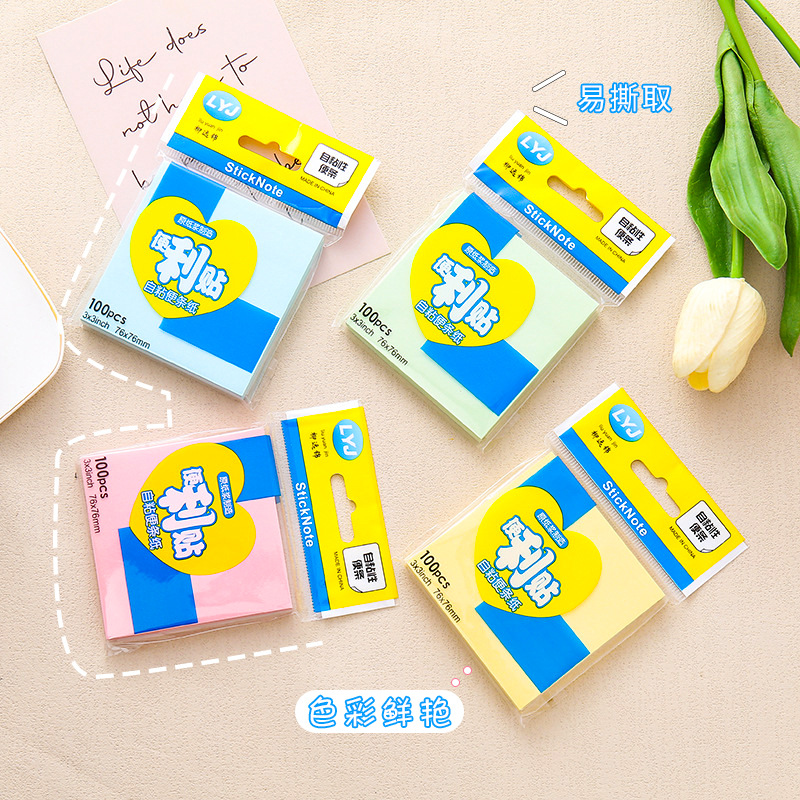 Nota adhesiva creativo color tearable estudiante nota papel pegajoso N veces pegatinas cuadrado todas las cosas nota libro al por mayor