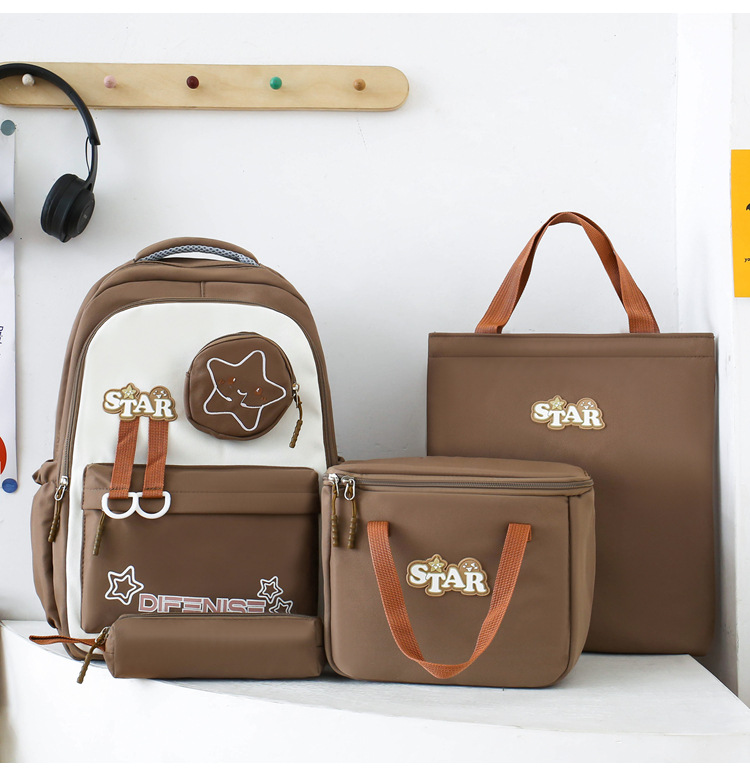 Kids Backpacks Primary And Secondary School Students Fashionable And Trendy, Insulated Lunch Bag, Large Capacity, Four Piece Set, Casual Backpack_voghion.com