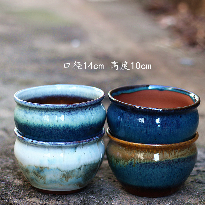宜興紫砂花盆粗陶簡約陽台桌面小盆景景觀花盆創意多肉綠植物陶罐