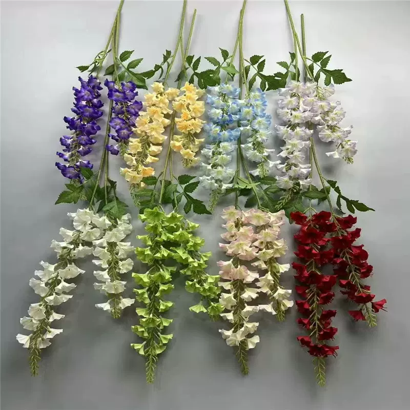 仿真花2叉千寻飞燕草婚礼装饰花 花排路引插花背景布置风信子绢花
