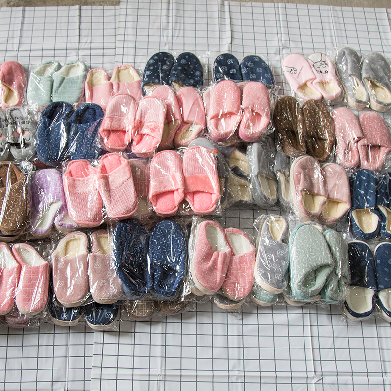 60双装夜市摆地摊混款室内情侣家居家用酒店送礼耐磨情侣棉毛拖鞋