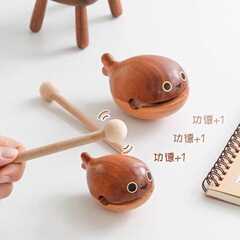 木鱼解压小玩具木质情绪稳定摆件萨卡班甲鱼敲打鲸木鱼治愈系礼物