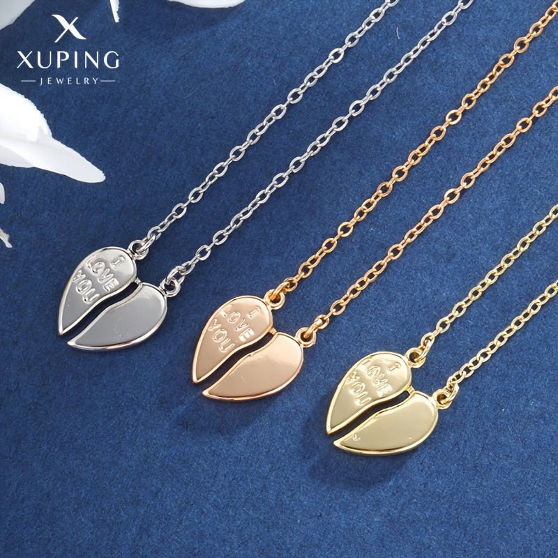Xuping cross-border spot split personalidad de moda en forma de corazón aleación dorada collar de pareja de corazón de pecado cadena de clavícula para mujeres