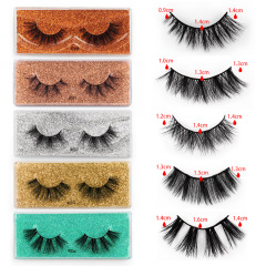 Factory wholesale 3D faux mink eyelashes with colored base card, pair set, natural and dense eyelashes