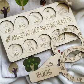 厂家生产实木木制学生儿童大自然寻宝寻物学习木牌
