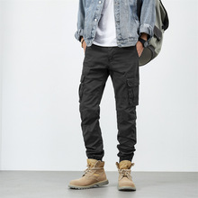 跨境新款多口袋纯棉弹力长裤亚马逊休闲裤潮牌男装水洗工装裤批发