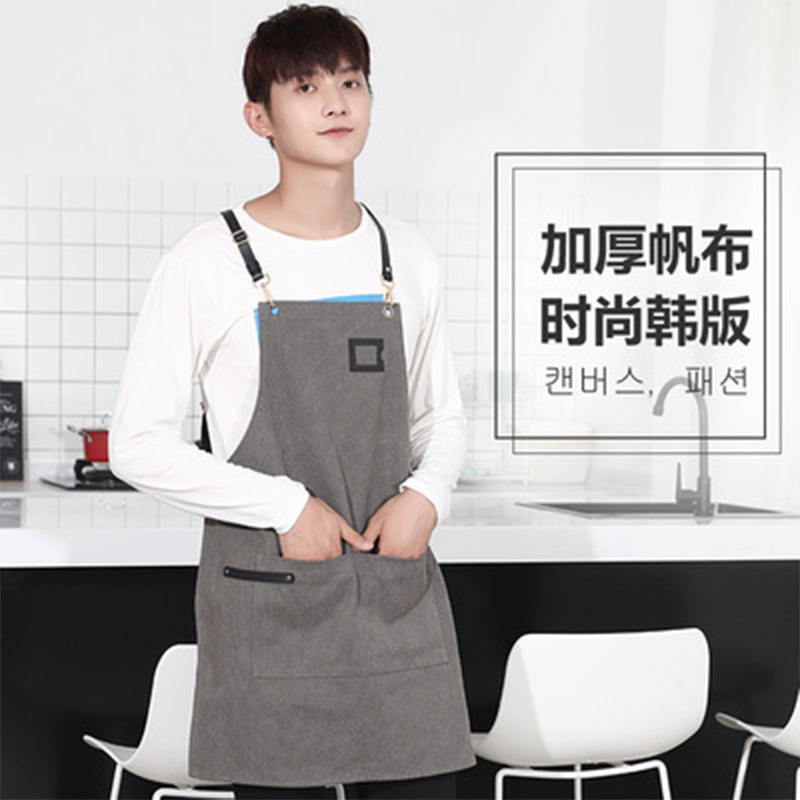 Delantal de lona gruesa logotipo personalizado Cafetería Restaurante leche tienda de té peluquería Correa guardapolvos delantal al por mayor