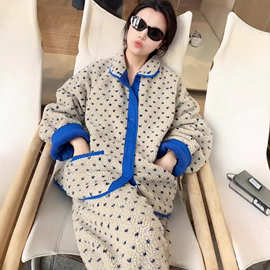 加绒加厚家居服睡衣女2025秋冬新款时尚休闲爆款保暖可外穿两件套