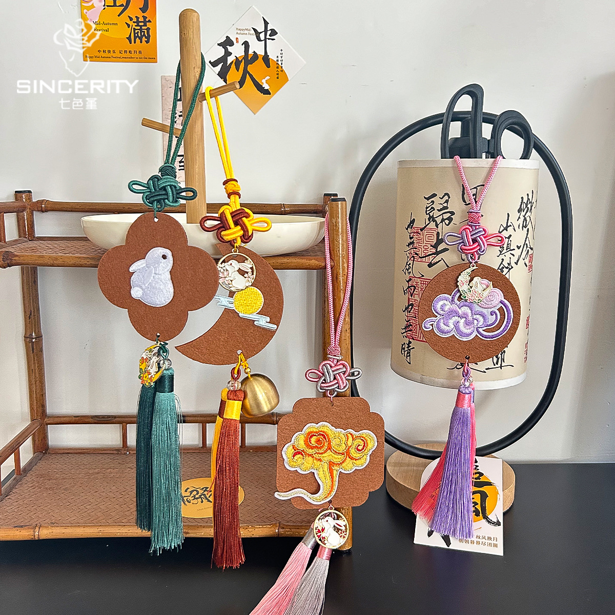 Paquete del Festival del Medio Otoño de siete colores de cordier decoración colgante embalaje de flores diy hecha a mano materiales de florista