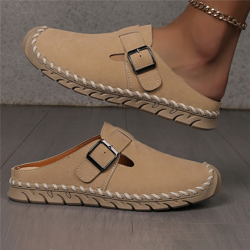 2025 New Autum Large Size Leather-Covered Toe-Toe Fashionable and Versatile Women's Slippers
