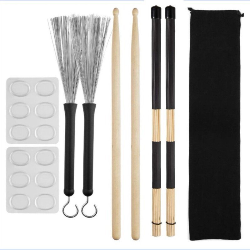 E-Commerce Hot-Selling 5A Drumstick Set, Steel Wire Drum Brushes, 19 Bamboo Sticks, Silent Pads, Velvet Bag, Drum Kit E-Commerce Hot-Selling 5A Drumstick Set, Steel Wire Drum Brushes, 19 Bamboo Sticks, Silent Pads, Velvet Bag, Drum Kit