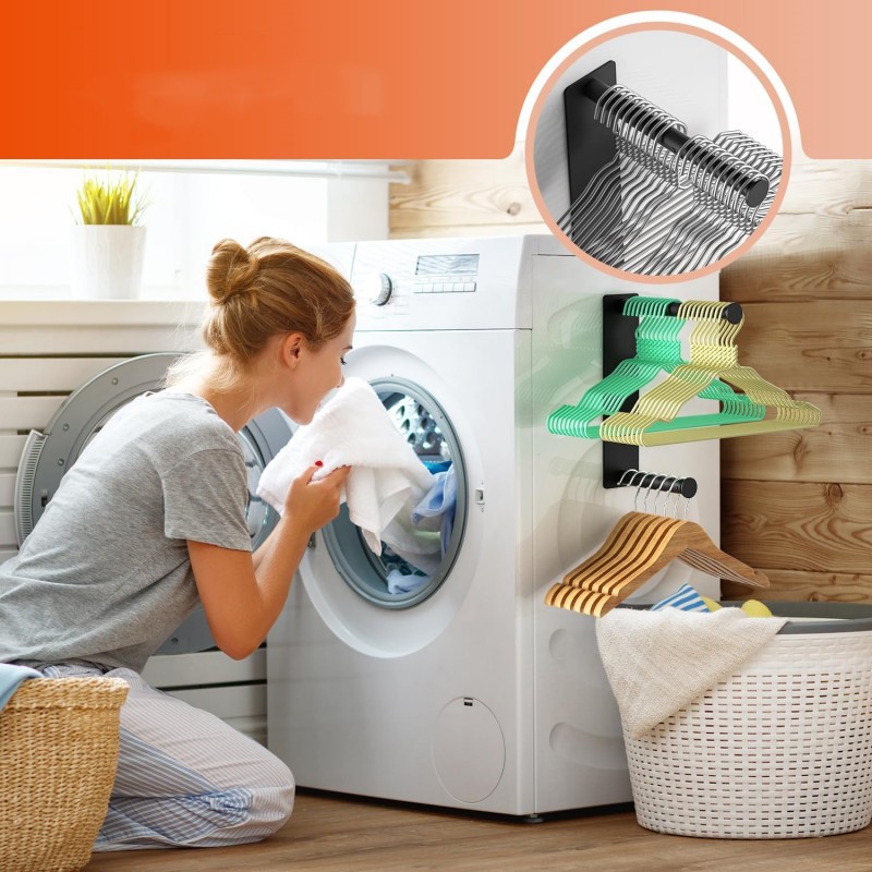 跨境专供衣架收纳神器磁吸衣架整理架洗衣机侧面置物架壁挂