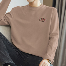 德绒打底衫长袖t恤男圆领上衣服双面绒保暖秋衣内搭体恤印花小衫