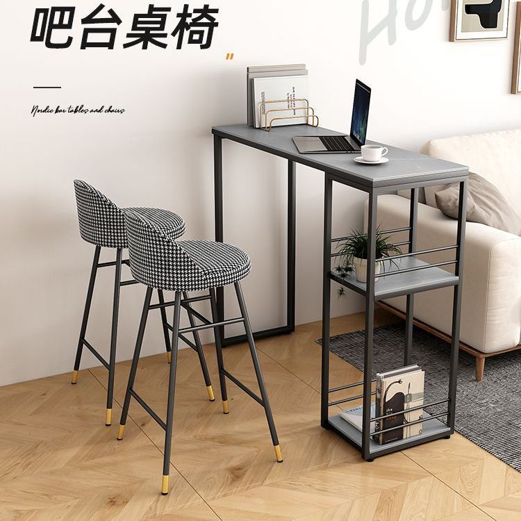 Balcony Creative High Table and Chair Combination Slate Home Small Bar Table Accessible Luxury Living Room Integrated Window Long Table