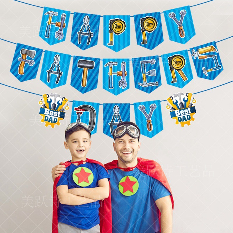 Suministro directo de fábrica para la decoración de la fiesta del día del padre, juego de bandera, decoración de la fiesta del día del padre, suministros para la fiesta