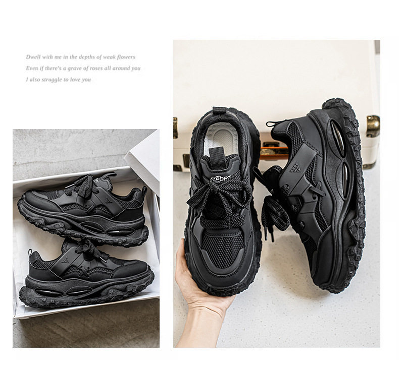 Giày thể thao nam sneaker lưới thoáng khí đế cao su đúc phun, gót thấp 1–3 cm — YC512 màu trắng, YC512 màu đen chi tiết 14